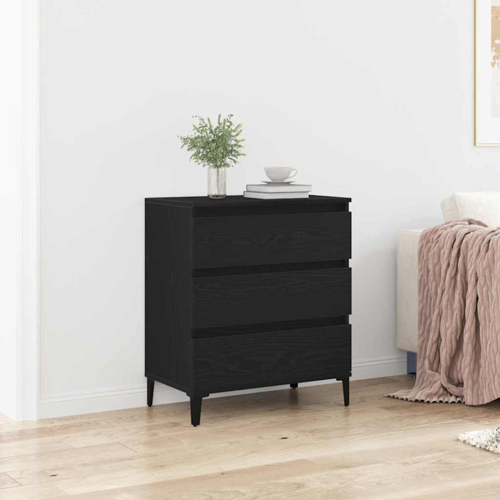 Dressoir met lade Zwart Eiken 60 x 35 x 70 cm Bewerkt hout is nu te koop bij PeponiXL, paradijselijk wonen!