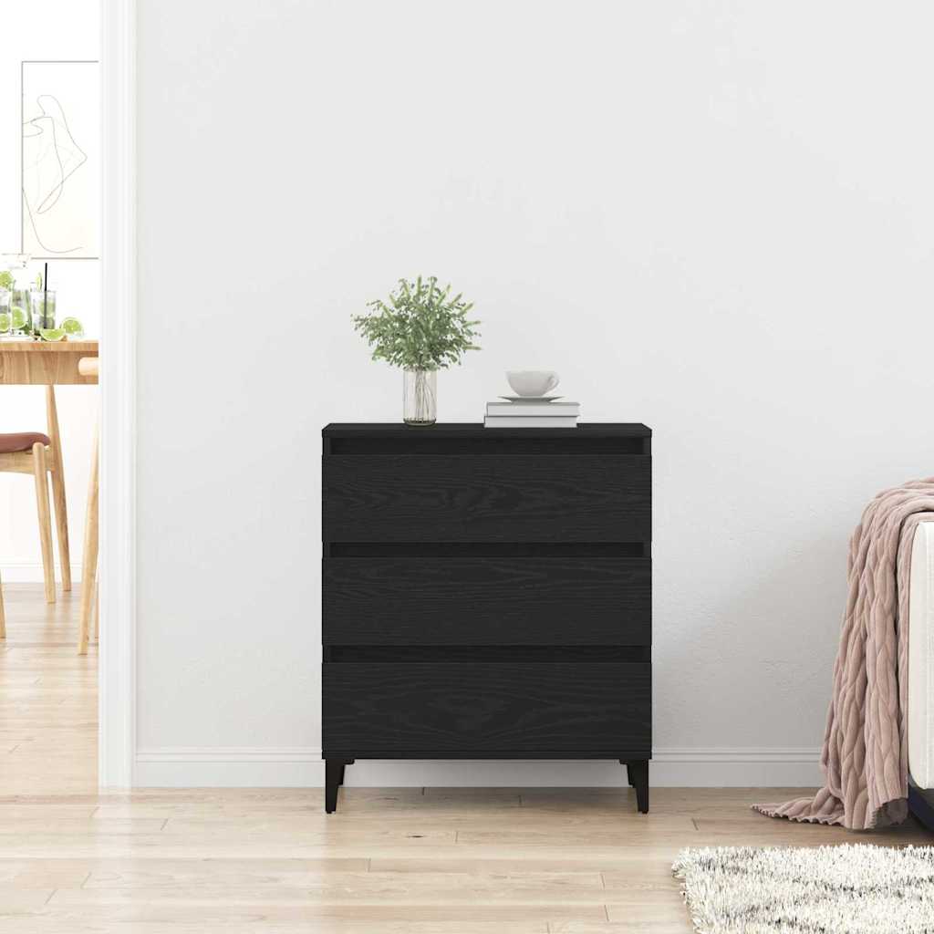 Dressoir met lade Zwart Eiken 60 x 35 x 70 cm Bewerkt hout is nu te koop bij PeponiXL, paradijselijk wonen!