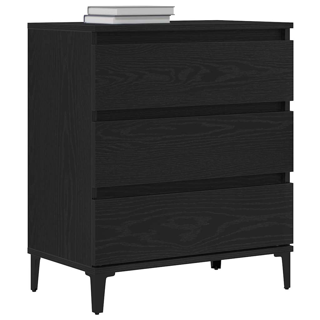 Dressoir met lade Zwart Eiken 60 x 35 x 70 cm Bewerkt hout is nu te koop bij PeponiXL, paradijselijk wonen!