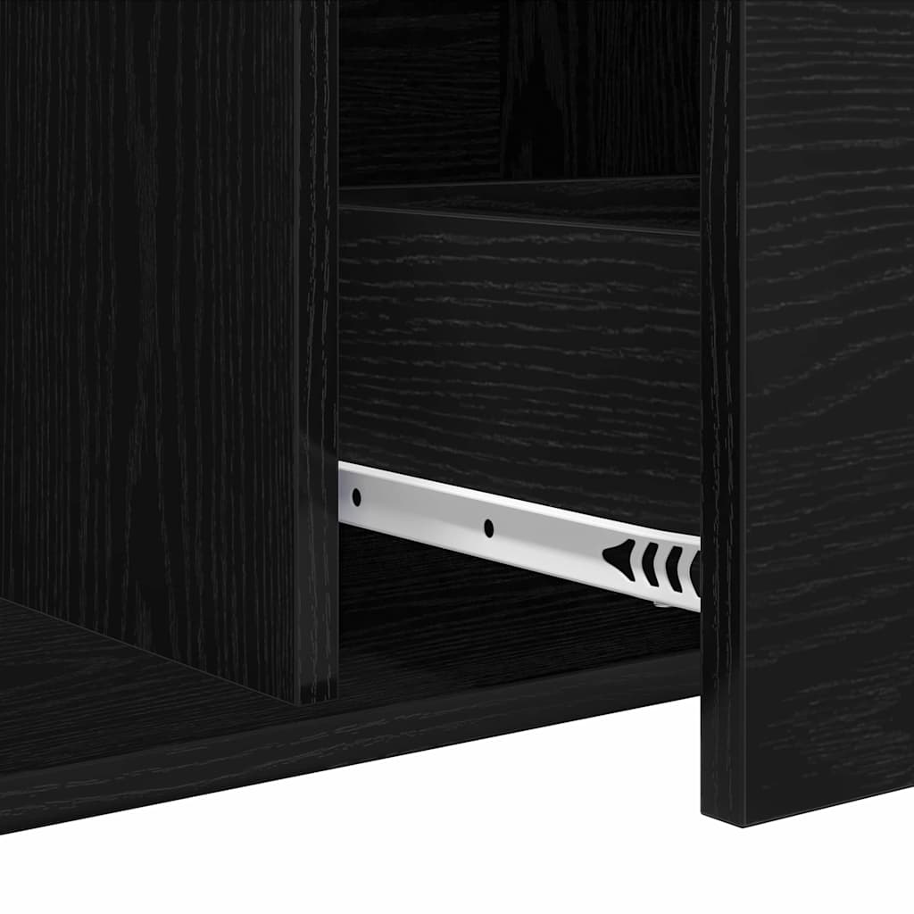Dressoir met lade Zwart Eiken 104 x 35 x 70 cm Bewerkt hout is nu te koop bij PeponiXL, paradijselijk wonen!