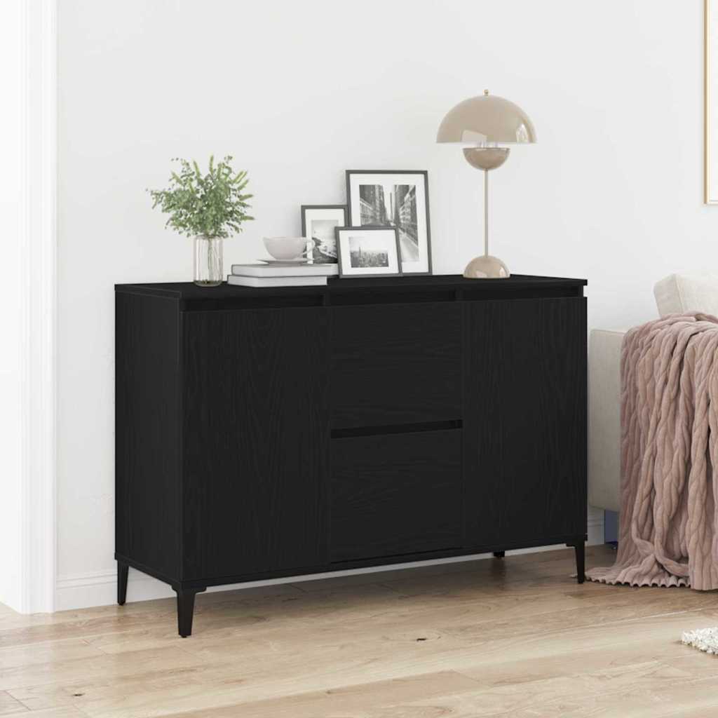 Dressoir met lade Zwart Eiken 104 x 35 x 70 cm Bewerkt hout is nu te koop bij PeponiXL, paradijselijk wonen!