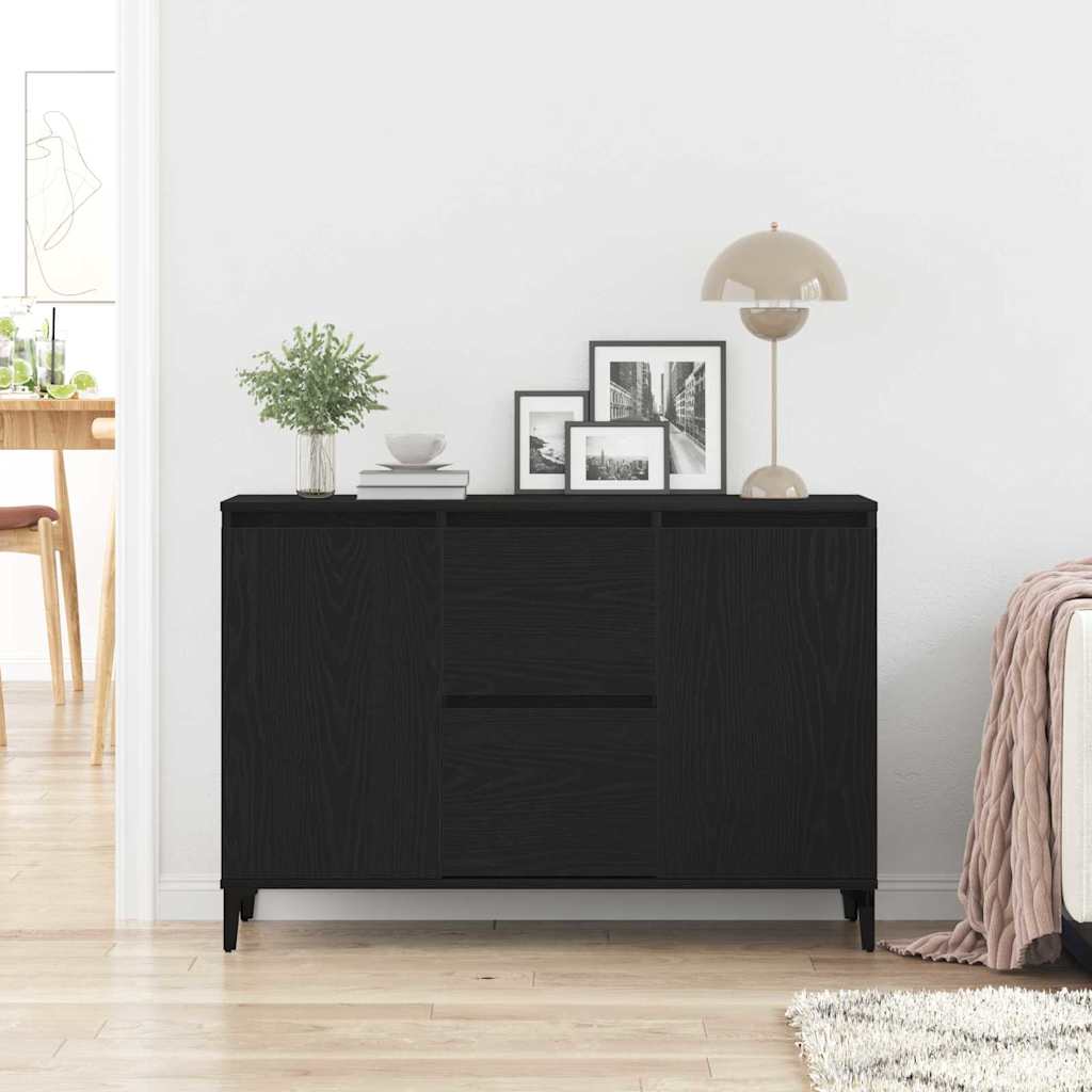 Dressoir met lade Zwart Eiken 104 x 35 x 70 cm Bewerkt hout is nu te koop bij PeponiXL, paradijselijk wonen!