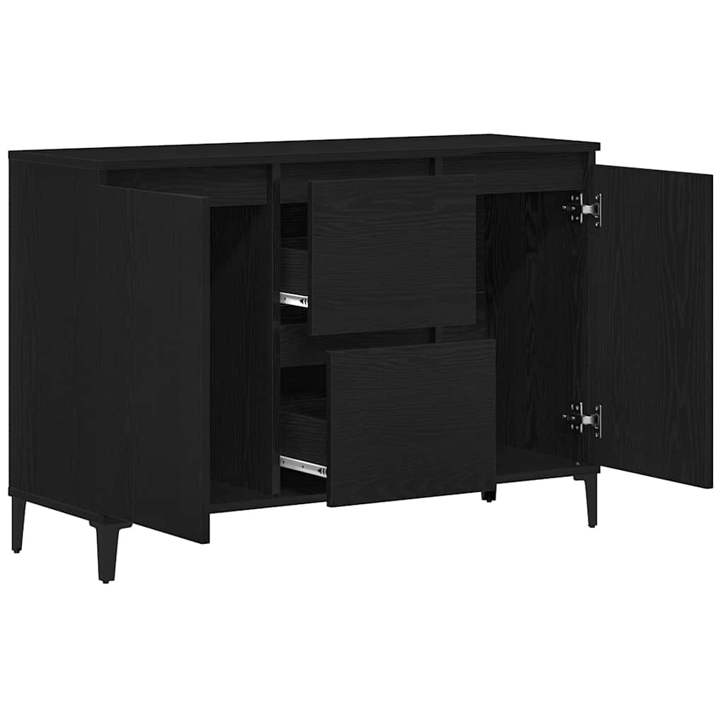Dressoir met lade Zwart Eiken 104 x 35 x 70 cm Bewerkt hout is nu te koop bij PeponiXL, paradijselijk wonen!