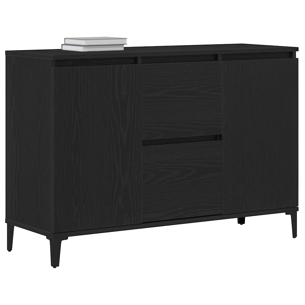 Dressoir met lade Zwart Eiken 104 x 35 x 70 cm Bewerkt hout is nu te koop bij PeponiXL, paradijselijk wonen!