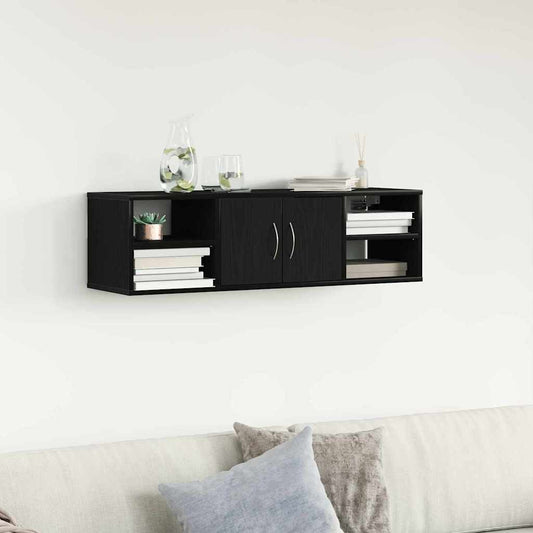 Wandplank met plank Zwart Eiken 102 x 30 x 29 cm Bewerkt hout is nu te koop bij PeponiXL, paradijselijk wonen!