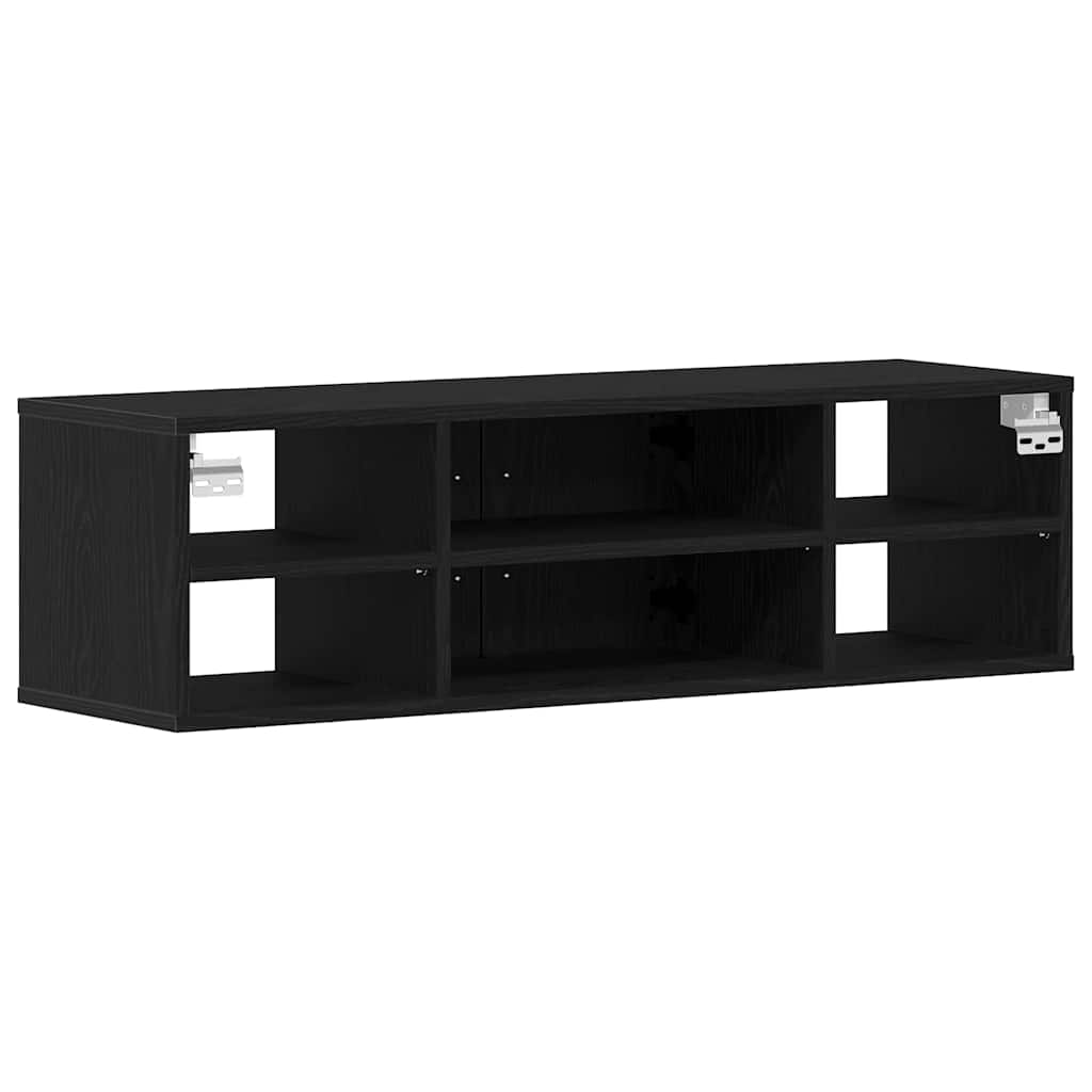 Wandplank met plank Zwart Eiken 102 x 30 x 29 cm Bewerkt hout is nu te koop bij PeponiXL, paradijselijk wonen!