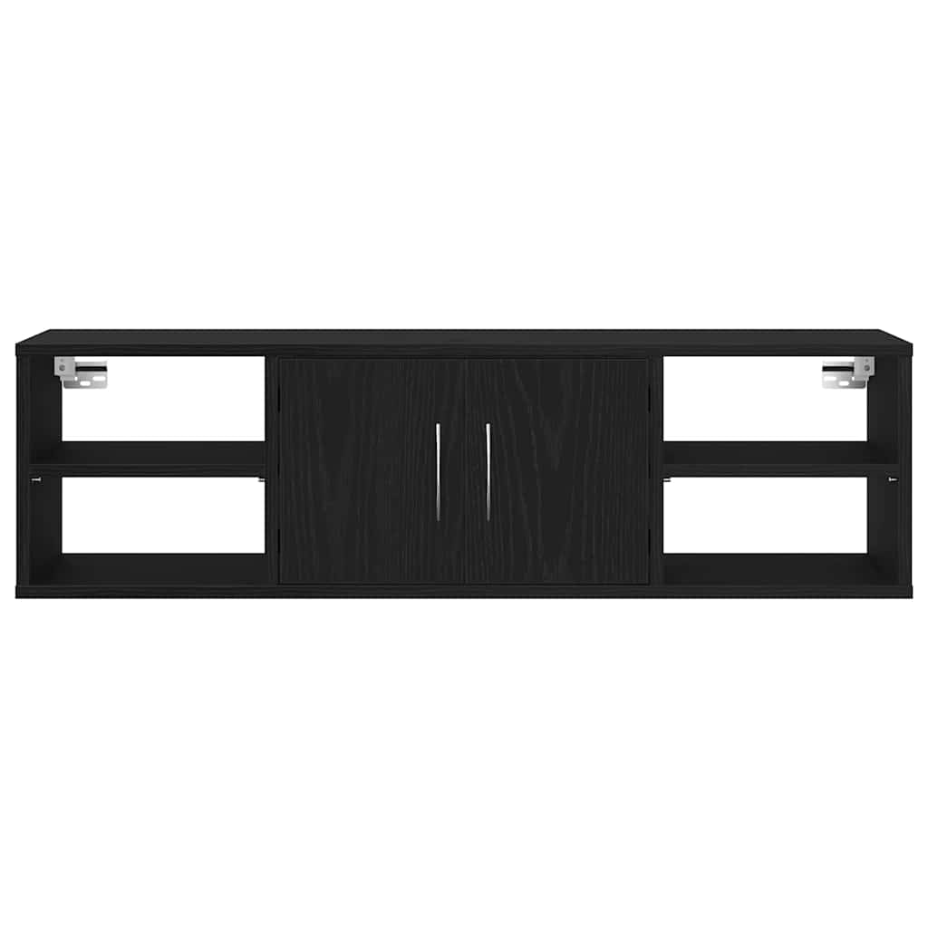 Wandplank met plank Zwart Eiken 102 x 30 x 29 cm Bewerkt hout is nu te koop bij PeponiXL, paradijselijk wonen!