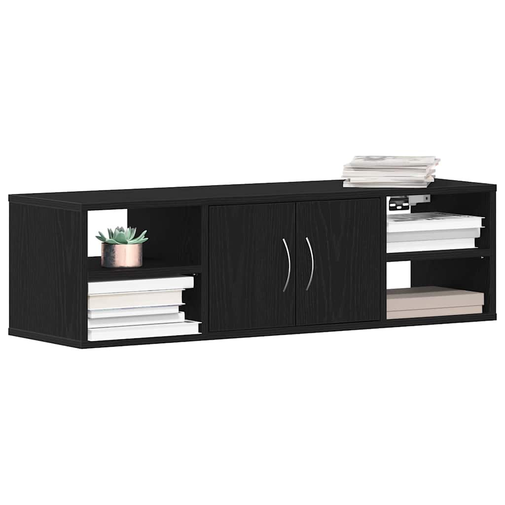Wandplank met plank Zwart Eiken 102 x 30 x 29 cm Bewerkt hout is nu te koop bij PeponiXL, paradijselijk wonen!
