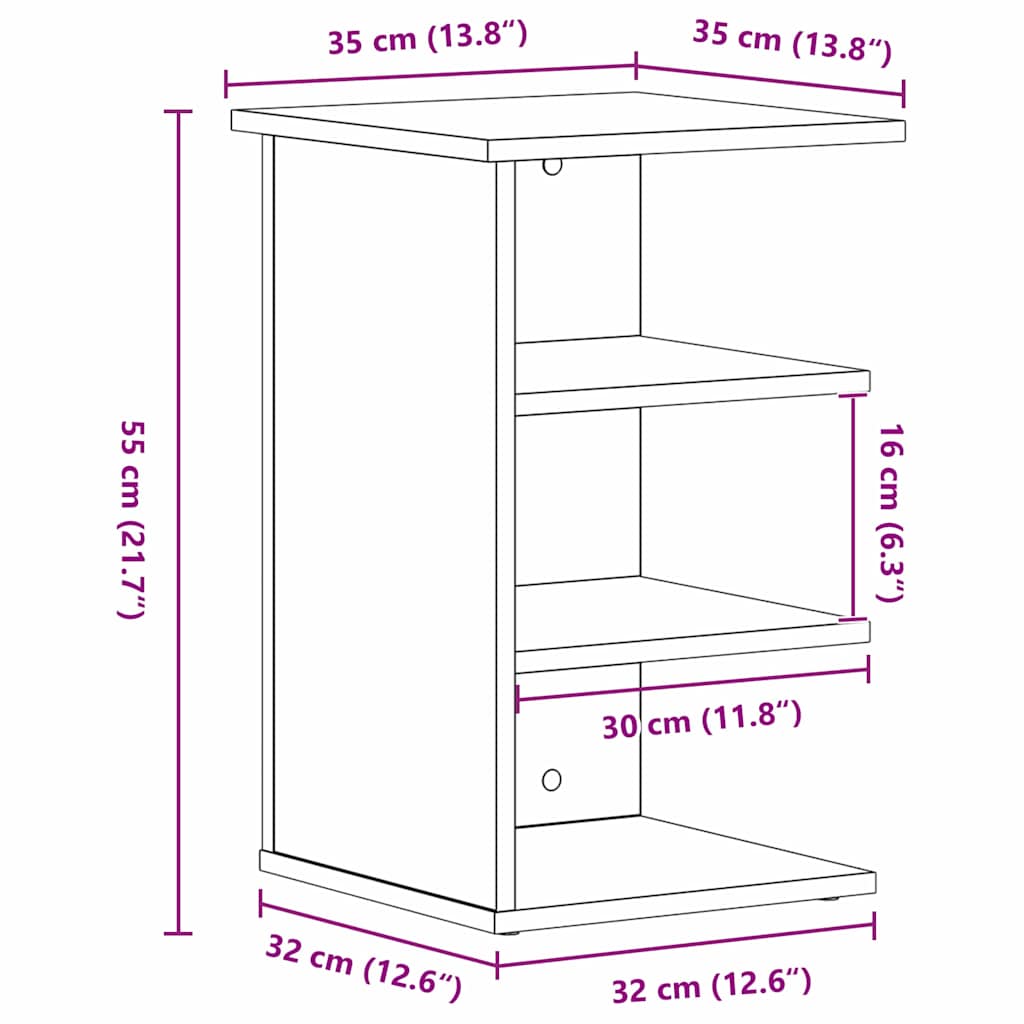 Bijzetkast Zwart Eiken 35 x 35 x 55 cm Bewerkt hout is nu te koop bij PeponiXL, paradijselijk wonen!