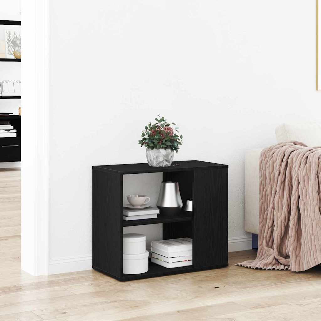 Dressoir met lade Zwart Eiken 60 x 30 x 50 cm Bewerkt hout is nu te koop bij PeponiXL, paradijselijk wonen!