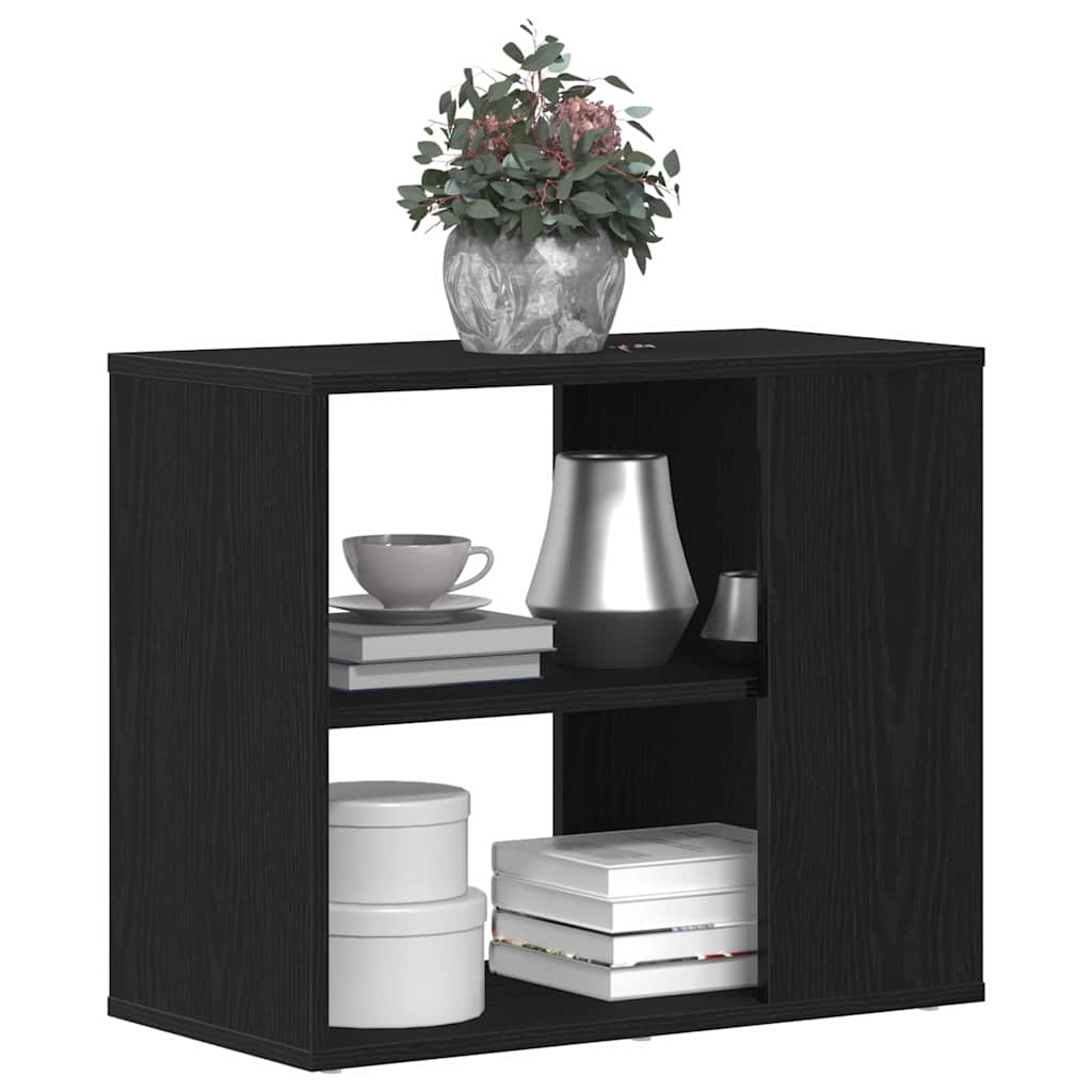 Dressoir met lade Zwart Eiken 60 x 30 x 50 cm Bewerkt hout is nu te koop bij PeponiXL, paradijselijk wonen!