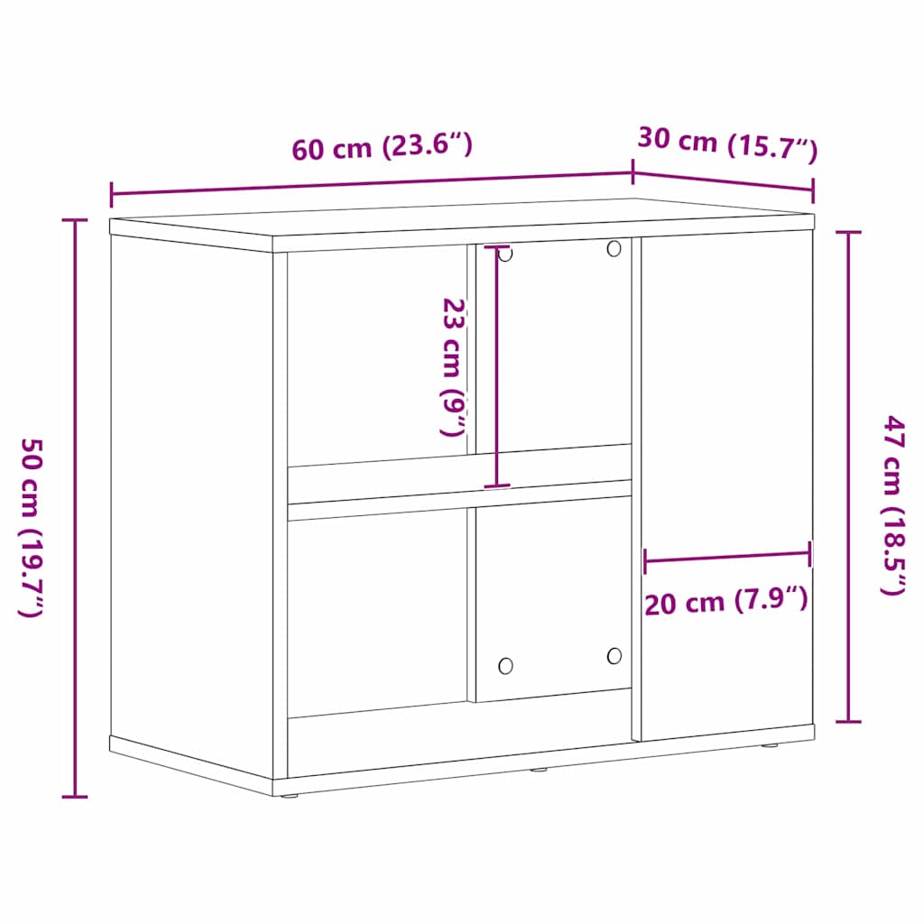 Dressoir met lade Zwart Eiken 60 x 30 x 50 cm Bewerkt hout is nu te koop bij PeponiXL, paradijselijk wonen!