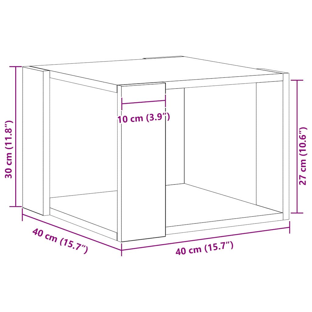 Salontafel Zwart Eiken 40 x 40 x 30 cm Bewerkt hout is nu te koop bij PeponiXL, paradijselijk wonen!