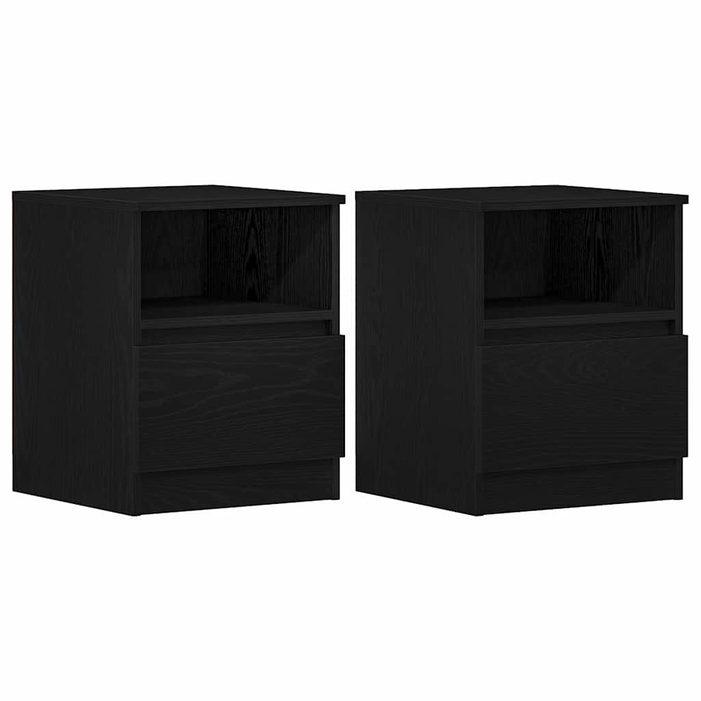 Nachtkastje 2 pcs Zwart Eiken 40 x 40 x 50 cm Bewerkt hout is nu te koop bij PeponiXL, paradijselijk wonen!