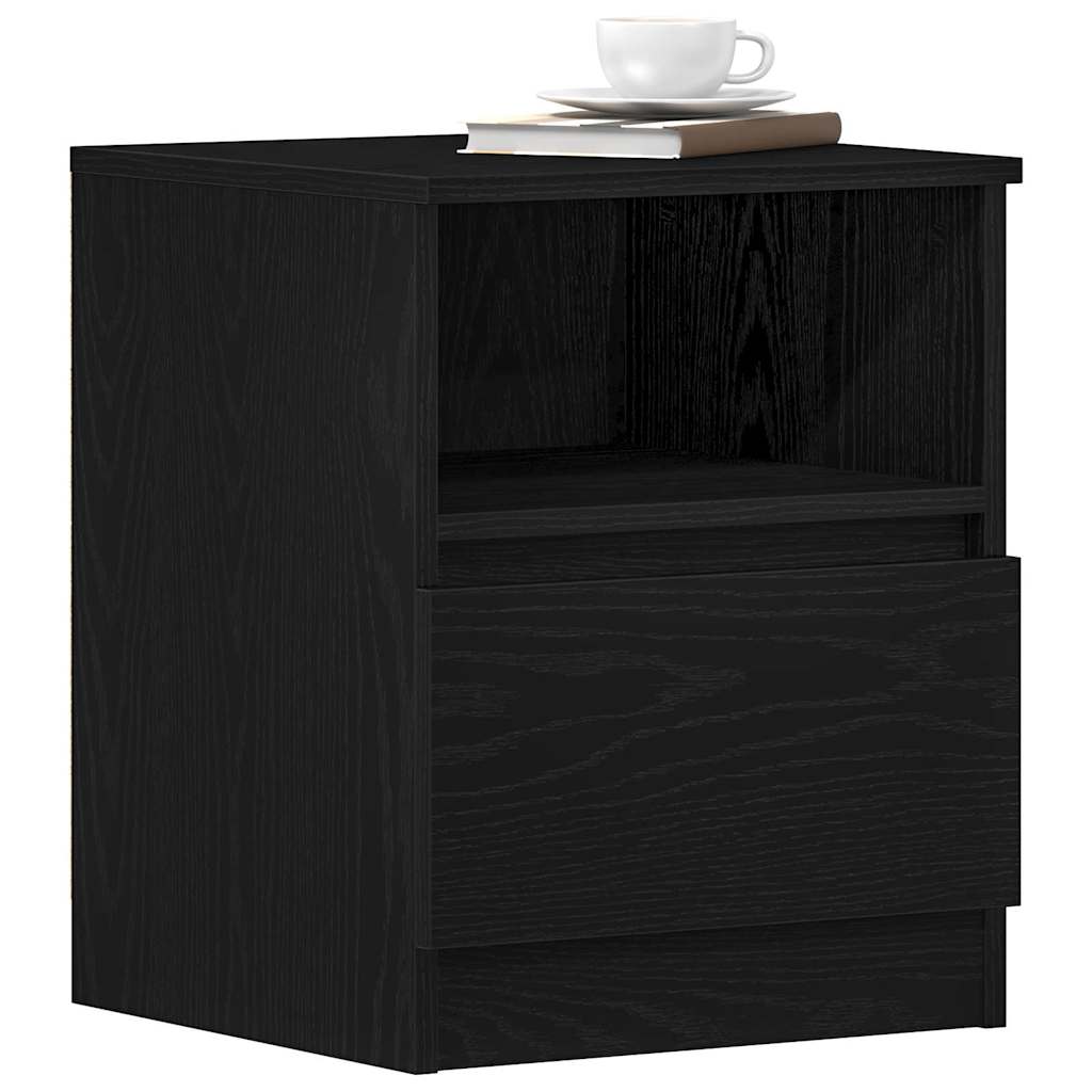 Nachtkastje 2 pcs Zwart Eiken 40 x 40 x 50 cm Bewerkt hout is nu te koop bij PeponiXL, paradijselijk wonen!