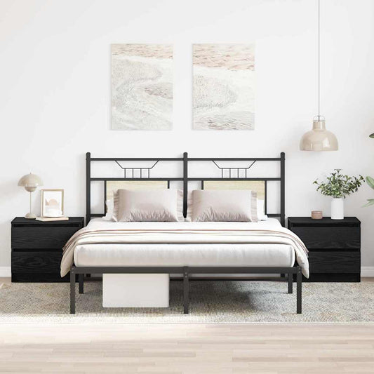 Nachtkastje 2 pcs Zwart Eiken 50 x 40 x 43,5 cm Bewerkt hout is nu te koop bij PeponiXL, paradijselijk wonen!