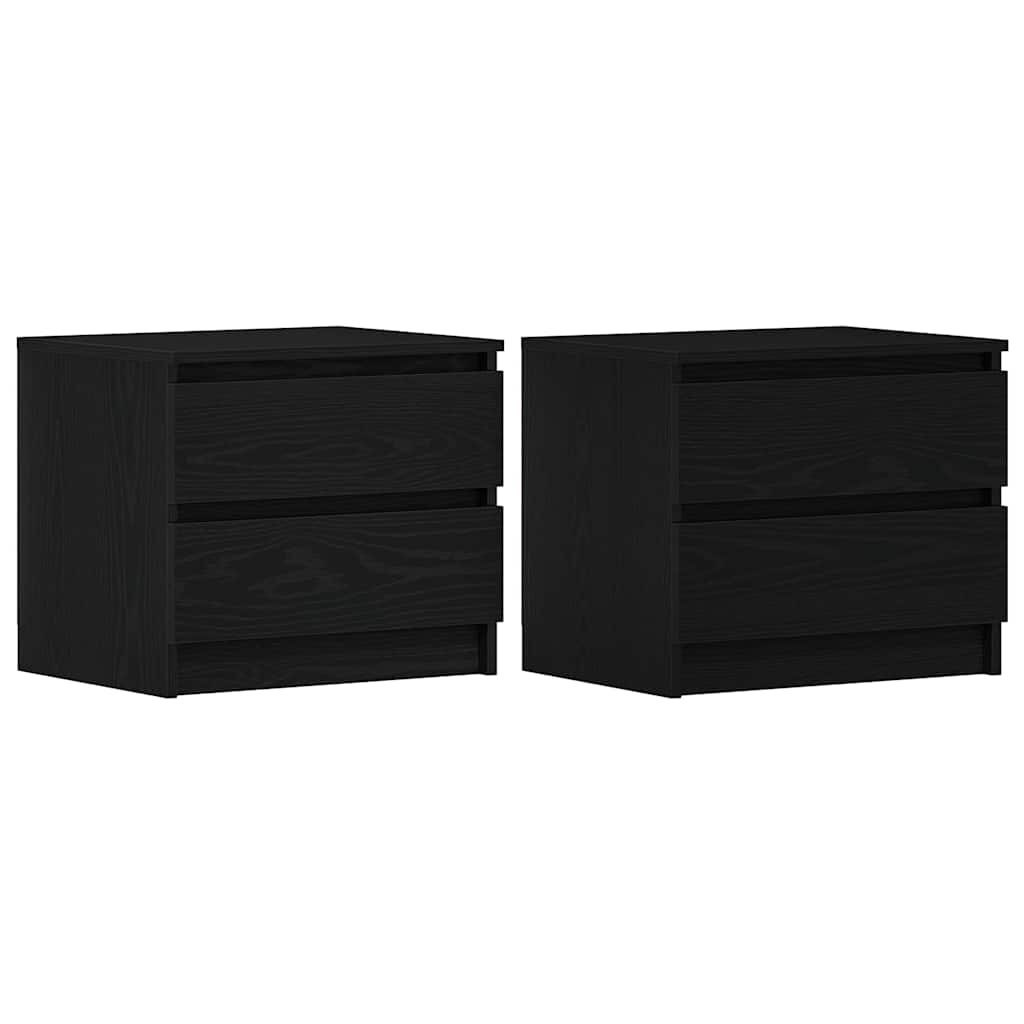 Nachtkastje 2 pcs Zwart Eiken 50 x 40 x 43,5 cm Bewerkt hout is nu te koop bij PeponiXL, paradijselijk wonen!