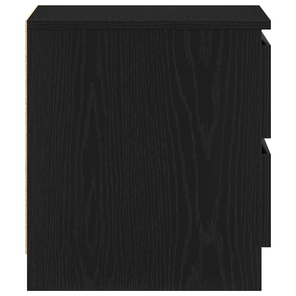 Nachtkastje 2 pcs Zwart Eiken 50 x 40 x 43,5 cm Bewerkt hout is nu te koop bij PeponiXL, paradijselijk wonen!