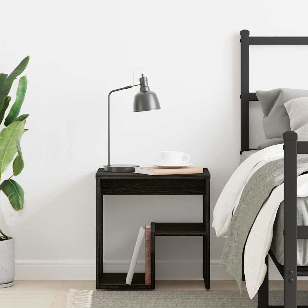 Nachtkastje Zwart eiken 40 x 30 x 40 cm Bewerkt hout is nu te koop bij PeponiXL, paradijselijk wonen!