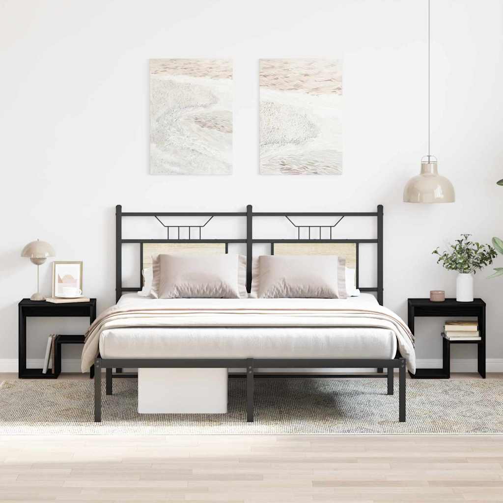 Nachtkastje 2 pcs Zwart Eiken 40 x 30 x 40 cm Bewerkt hout is nu te koop bij PeponiXL, paradijselijk wonen!