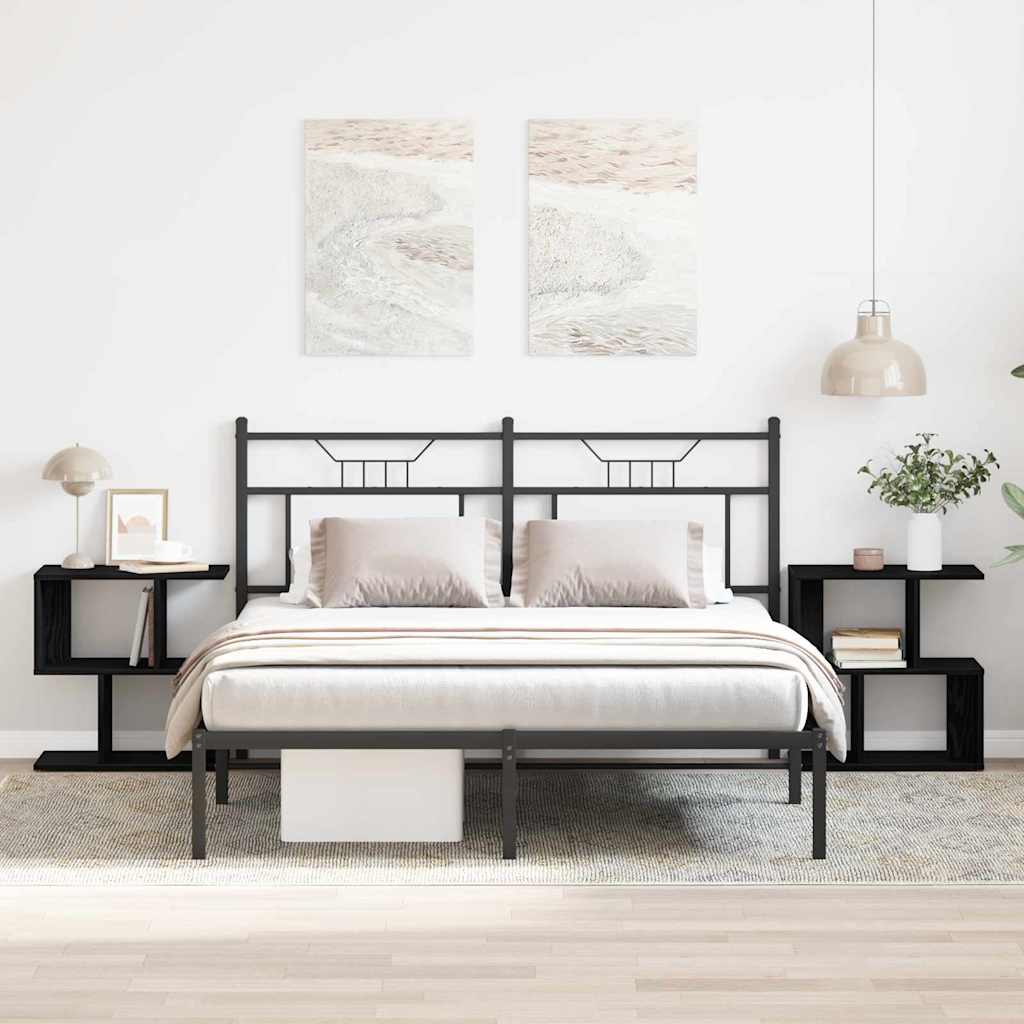 Nachtkastje 2 pcs Zwart Eiken 50 x 30 x 51,5 cm Bewerkt hout is nu te koop bij PeponiXL, paradijselijk wonen!