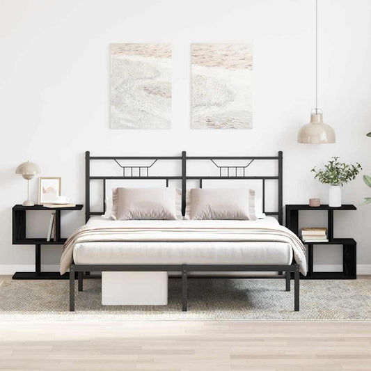 Nachtkastje 2 pcs Zwart Eiken 50 x 30 x 51,5 cm Bewerkt hout is nu te koop bij PeponiXL, paradijselijk wonen!