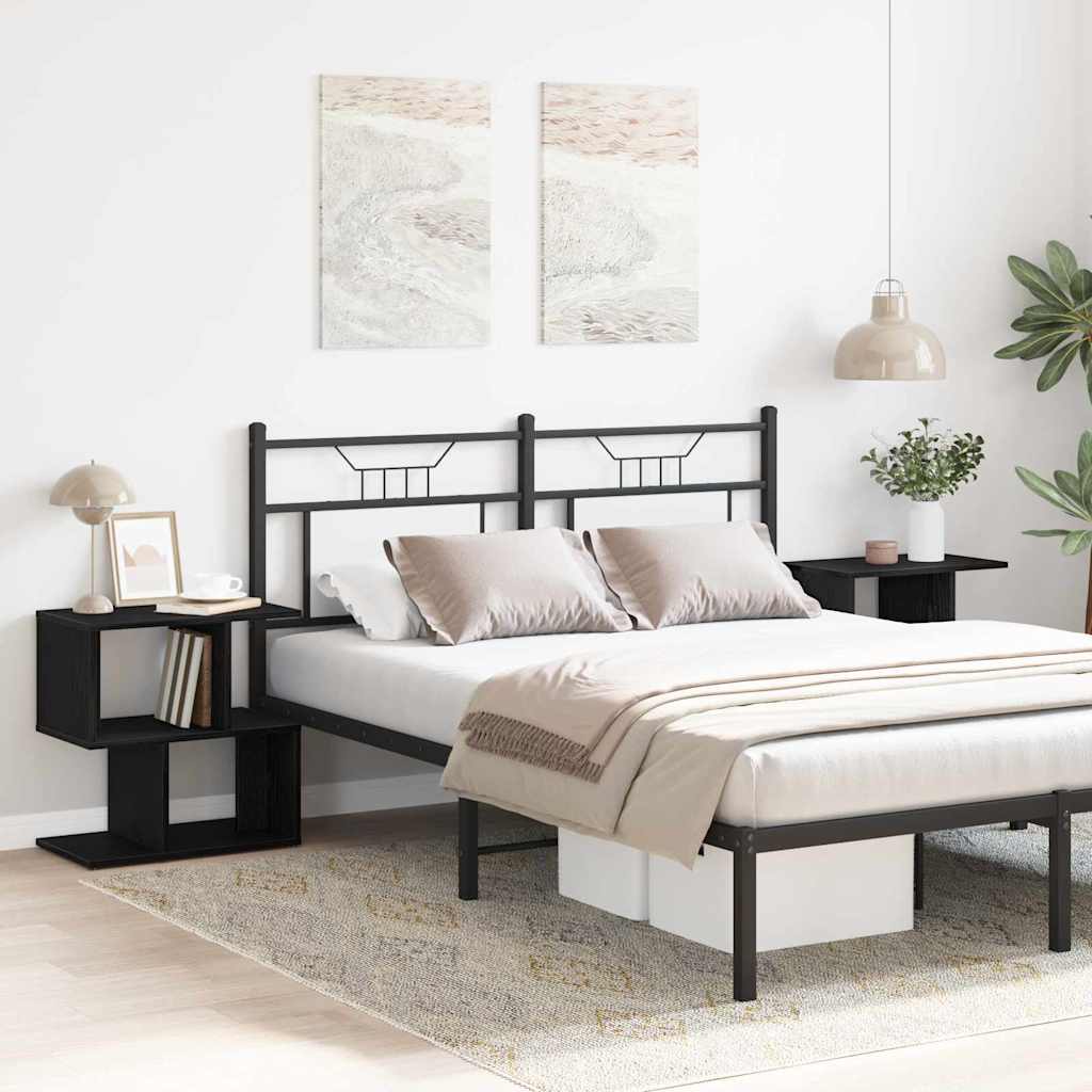 Nachtkastje 2 pcs Zwart Eiken 50 x 30 x 51,5 cm Bewerkt hout is nu te koop bij PeponiXL, paradijselijk wonen!