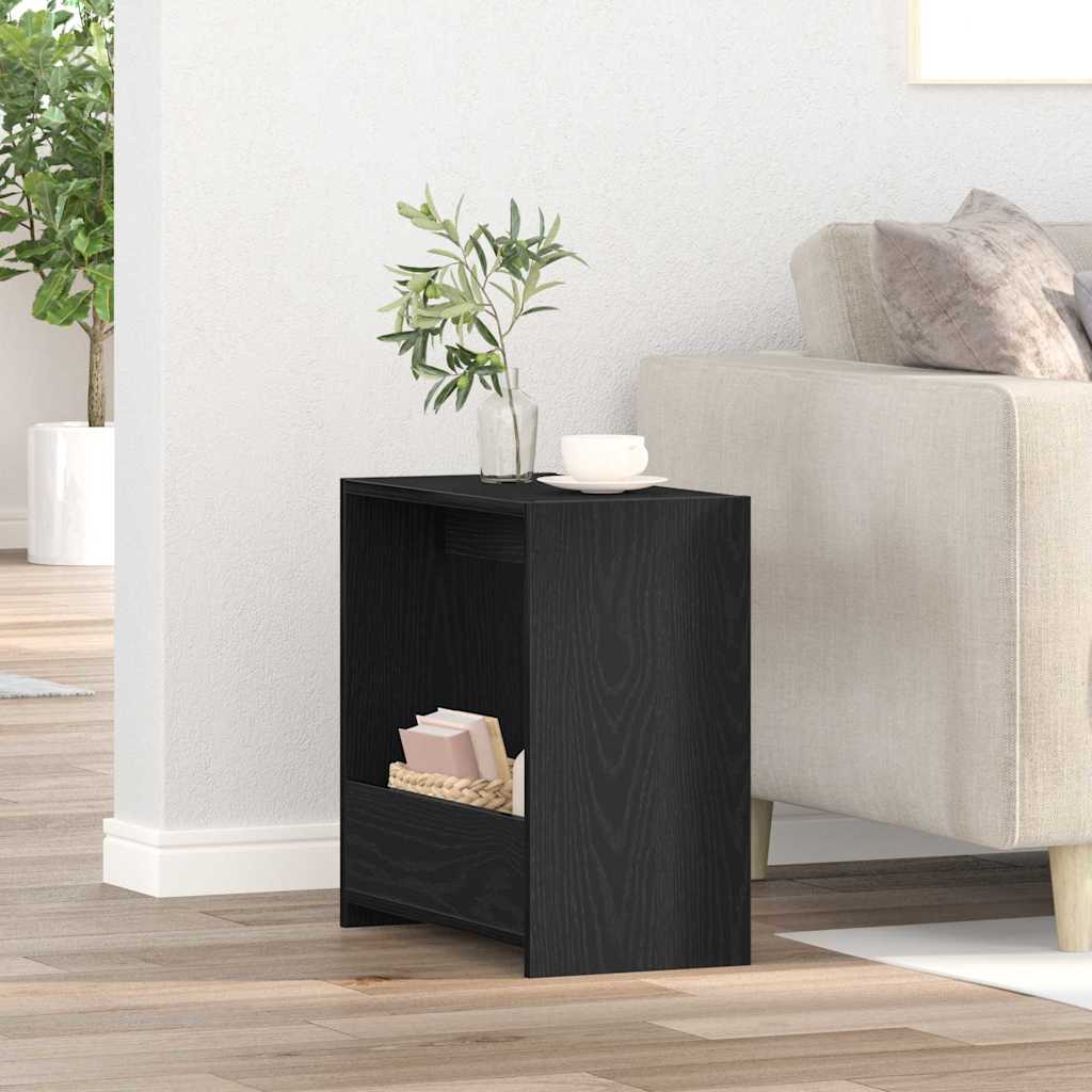 Bijzettafel Zwart Eiken 50 x 26 x 50 cm Bewerkt hout is nu te koop bij PeponiXL, paradijselijk wonen!