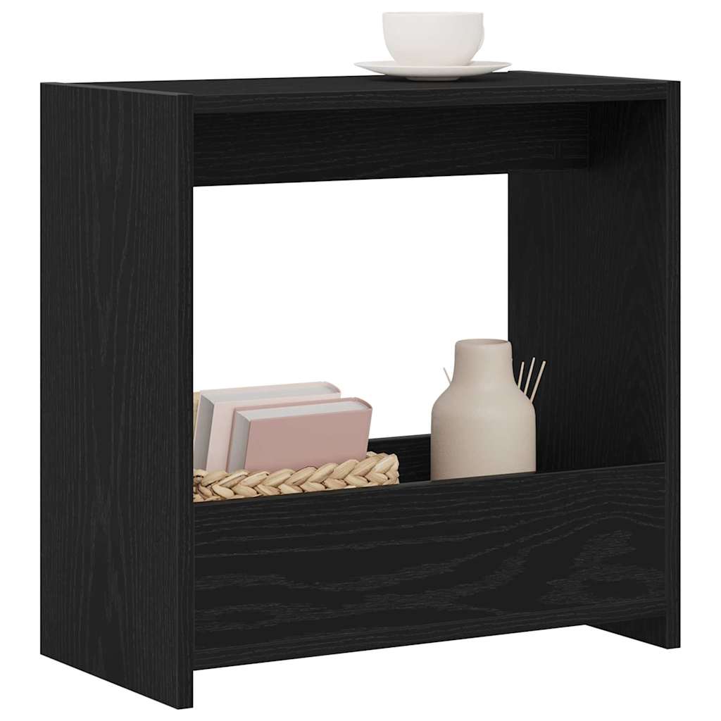 Bijzettafel Zwart Eiken 50 x 26 x 50 cm Bewerkt hout is nu te koop bij PeponiXL, paradijselijk wonen!