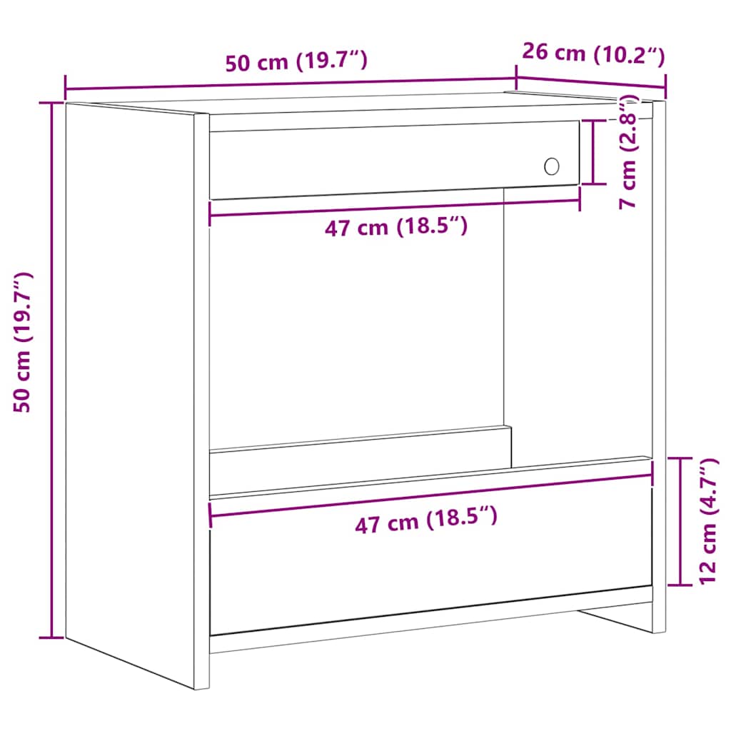 Bijzettafel Zwart Eiken 50 x 26 x 50 cm Bewerkt hout is nu te koop bij PeponiXL, paradijselijk wonen!