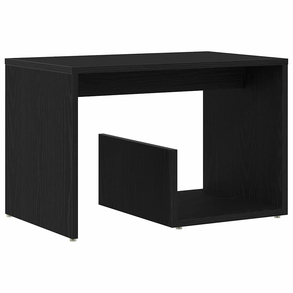 Bijzettafel Zwart Eiken 59 x 36 x 38 cm Bewerkt hout is nu te koop bij PeponiXL, paradijselijk wonen!