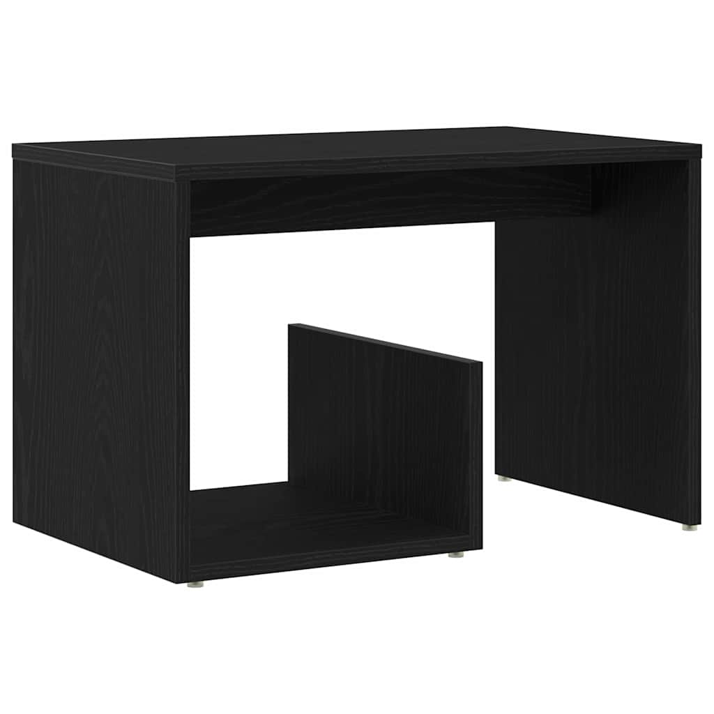 Bijzettafel Zwart Eiken 59 x 36 x 38 cm Bewerkt hout is nu te koop bij PeponiXL, paradijselijk wonen!