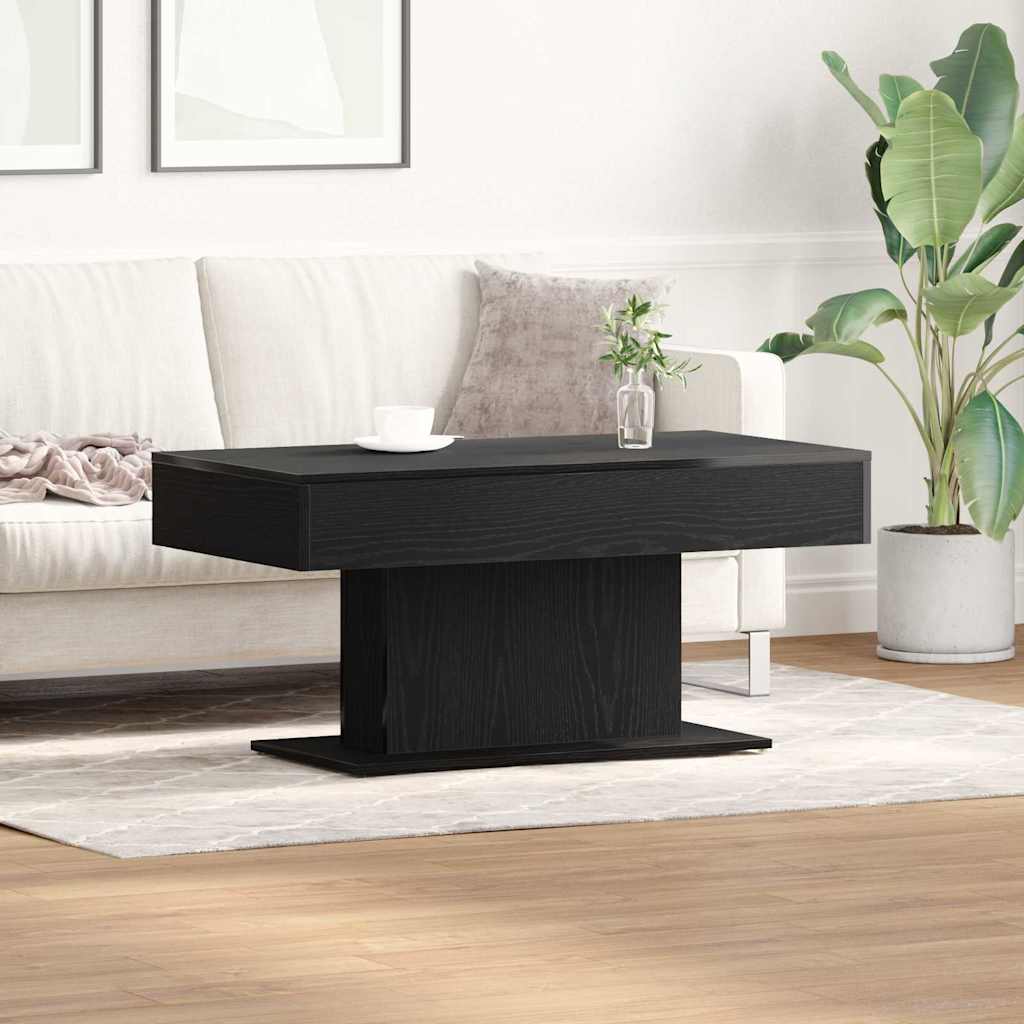 Salontafel Zwart Eiken 96 x 50 x 45 cm Bewerkt hout is nu te koop bij PeponiXL, paradijselijk wonen!