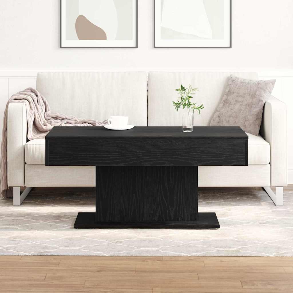 Salontafel Zwart Eiken 96 x 50 x 45 cm Bewerkt hout is nu te koop bij PeponiXL, paradijselijk wonen!