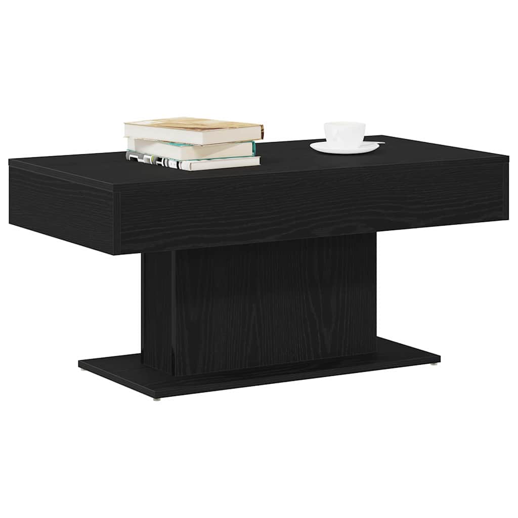 Salontafel Zwart Eiken 96 x 50 x 45 cm Bewerkt hout is nu te koop bij PeponiXL, paradijselijk wonen!