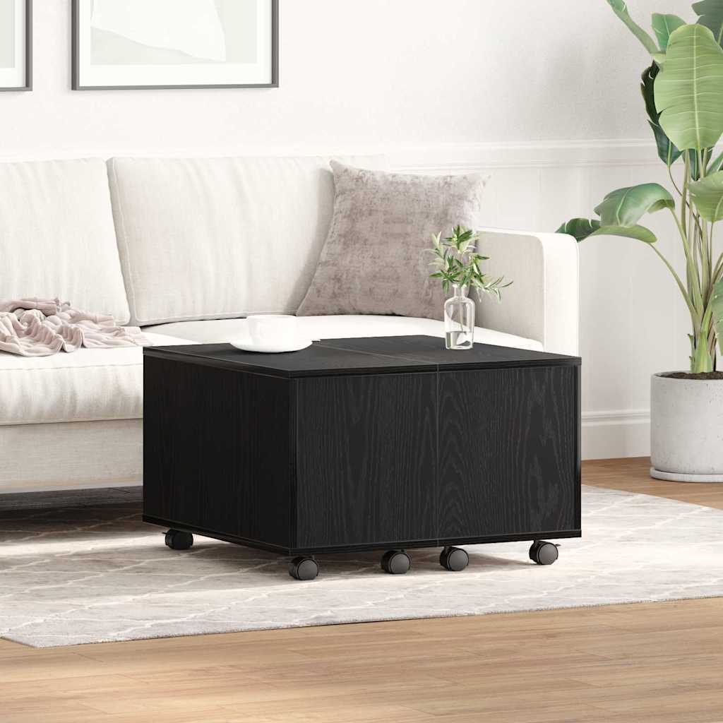 Salontafel Zwart Eiken 60 x 60 x 38 cm Bewerkt hout is nu te koop bij PeponiXL, paradijselijk wonen!