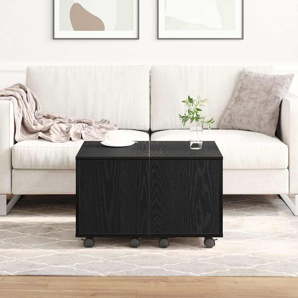 Salontafel Zwart Eiken 60 x 60 x 38 cm Bewerkt hout is nu te koop bij PeponiXL, paradijselijk wonen!