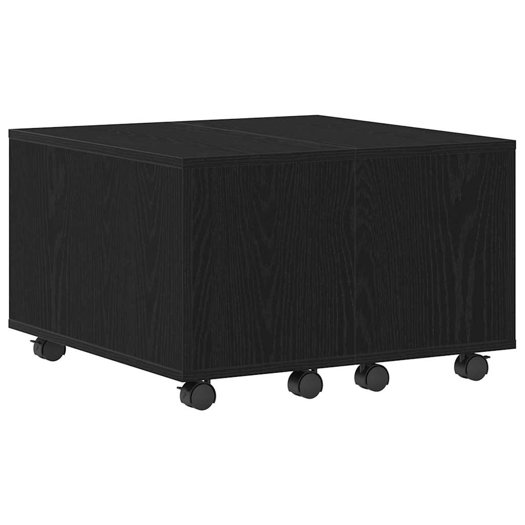 Salontafel Zwart Eiken 60 x 60 x 38 cm Bewerkt hout is nu te koop bij PeponiXL, paradijselijk wonen!