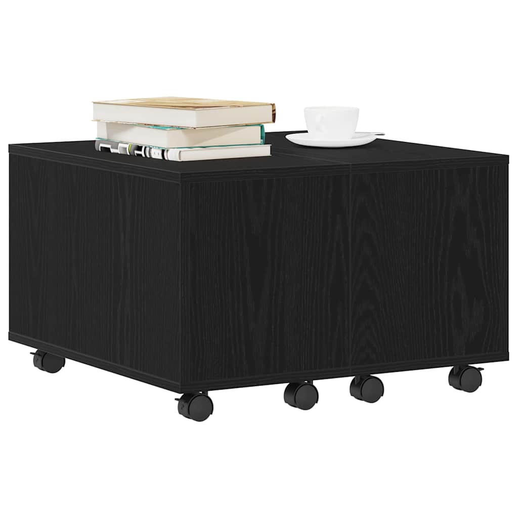 Salontafel Zwart Eiken 60 x 60 x 38 cm Bewerkt hout is nu te koop bij PeponiXL, paradijselijk wonen!
