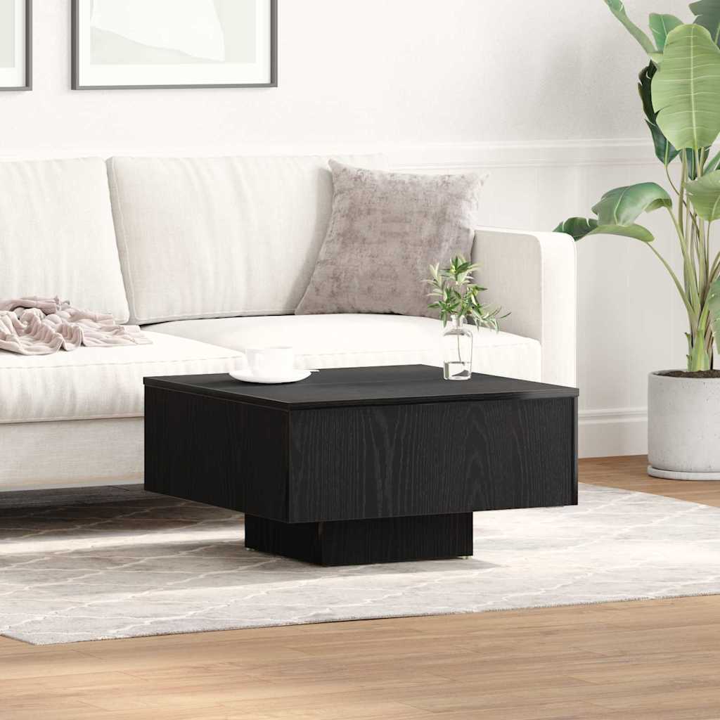 Salontafel Zwart Eiken 60 x 60 x 31,5 cm Bewerkt hout is nu te koop bij PeponiXL, paradijselijk wonen!
