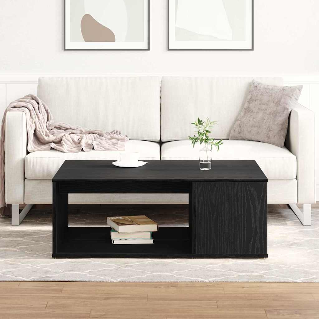 Salontafel Zwart Eiken 90 x 67 x 33 cm Bewerkt hout is nu te koop bij PeponiXL, paradijselijk wonen!