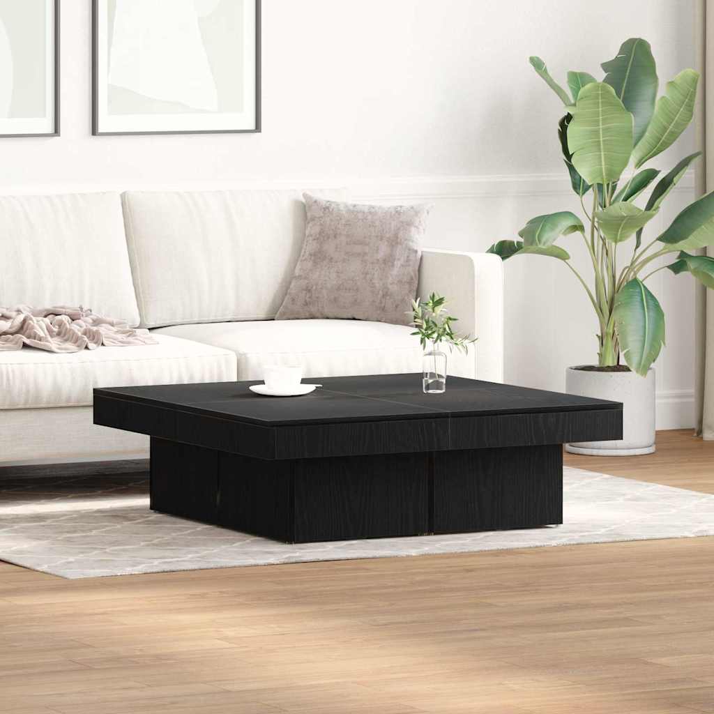 Salontafel Zwart Eiken 90 x 90 x 28 cm Bewerkt hout is nu te koop bij PeponiXL, paradijselijk wonen!