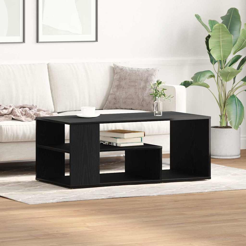Salontafel Zwart Eiken 100 x 50 x 40 cm Bewerkt hout is nu te koop bij PeponiXL, paradijselijk wonen!