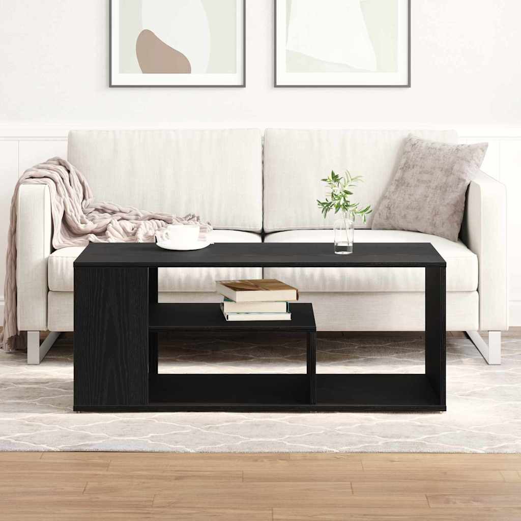 Salontafel Zwart Eiken 100 x 50 x 40 cm Bewerkt hout is nu te koop bij PeponiXL, paradijselijk wonen!