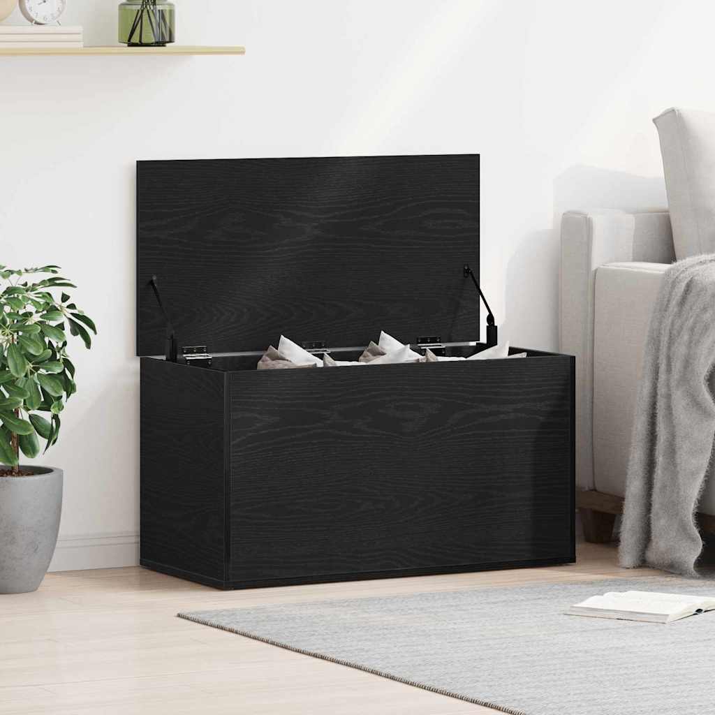Opslagdoos met opslag Zwart Eiken 84 x 42 x 46 cm Bewerkt hout is nu te koop bij PeponiXL, paradijselijk wonen!