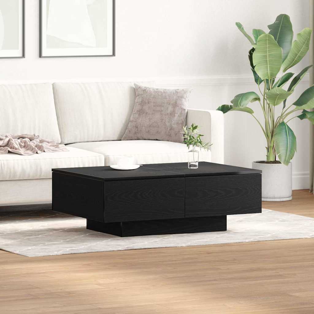Salontafel Zwart Eiken 90 x 60 x 31 cm Bewerkt hout is nu te koop bij PeponiXL, paradijselijk wonen!