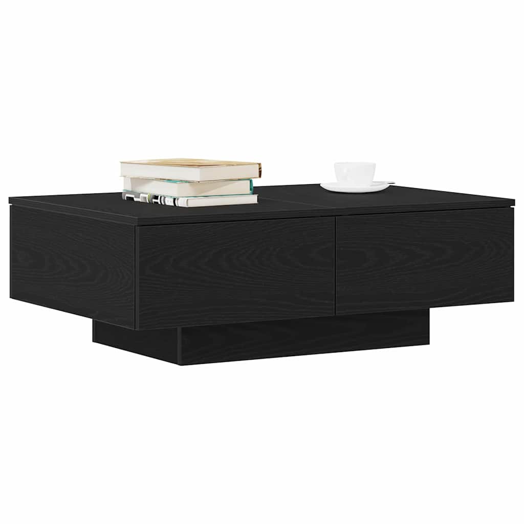 Salontafel Zwart Eiken 90 x 60 x 31 cm Bewerkt hout is nu te koop bij PeponiXL, paradijselijk wonen!