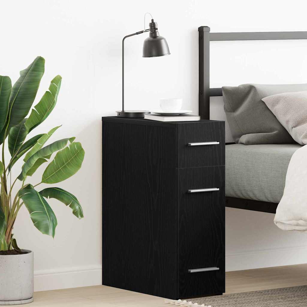 Apothekerskast Zwart eiken 20 x 45.5 x 60 cm Bewerkt hout is nu te koop bij PeponiXL, paradijselijk wonen!