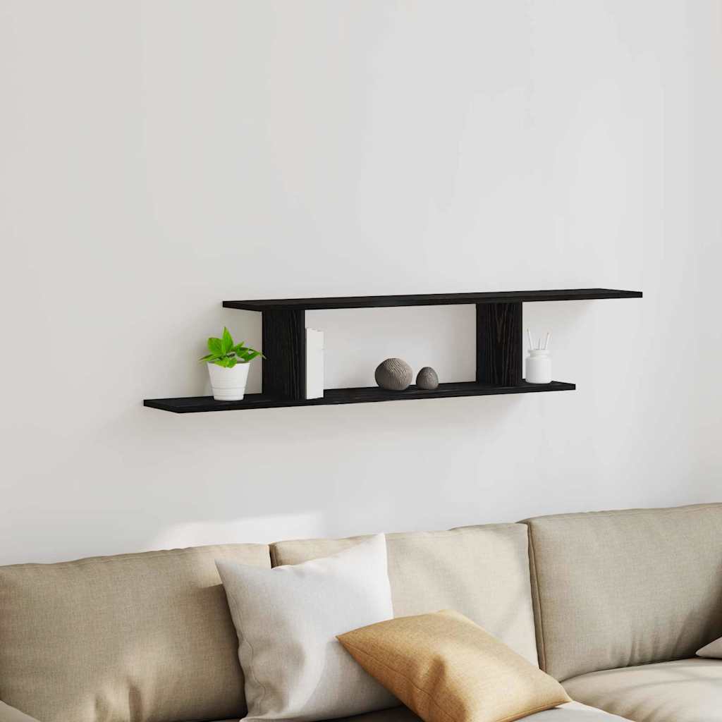 Wandgemonteerde TV Plank met plank Zwart Eiken 125 x 18 x 23 cm is nu te koop bij PeponiXL, paradijselijk wonen!