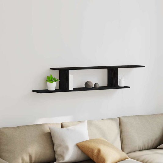 Wandgemonteerde TV Plank met plank Zwart Eiken 125 x 18 x 23 cm is nu te koop bij PeponiXL, paradijselijk wonen!